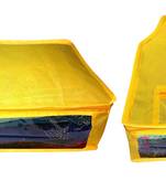 Atorakushon non wovan Fabric Combo Saree Cover Blouse Clothes Storage Bag Wardrobe Organiser Set of 2 (yellow)
