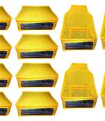 Atorakushon non wovan Fabric Combo Saree Cover Blouse Clothes Storage Bag Wardrobe Organiser Set of 12 (yellow)