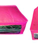 Atorakushon non wovan Fabric Combo Saree Cover Blouse Clothes Storage Bag Wardrobe Organiser Set of 2 (Pink)