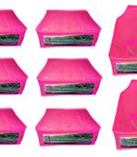 Atorakushon non wovan Fabric Combo Saree Cover Blouse Clothes Storage Bag Wardrobe Organiser Set of 8 (Pink)