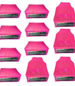 Atorakushon non wovan Fabric Combo Saree Cover Blouse Clothes Storage Bag Wardrobe Organiser Set of 11 (Pink)