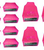 Atorakushon non wovan Fabric Combo Saree Cover Blouse Clothes Storage Bag Wardrobe Organiser Set of 12(Pink)