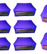 Atorakushon non wovan Fabric Combo Saree Cover Blouse Clothes Storage Bag Wardrobe Organiser Set of 8 (Blue)