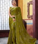   light green printed chiffon saree with blouse
