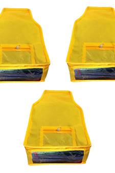 Atorakushon   Non woven Fabric Saree Cover Blouse Cover Garments Storage Bag Wardrobe Organiser Pack of 3 (yellow)