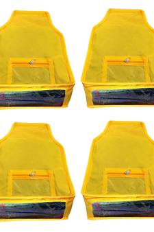 ATORAKUSHON NON WOVEN FABRIC 4 PIECE SAREE COVER CLOTHES STORAGE BAGS GARMENTS WARDROBE ORGANISER (Yellow)