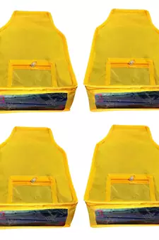 ATORAKUSHON NON WOVEN FABRIC 4 PIECE SAREE COVER CLOTHES STORAGE BAGS GARMENTS WARDROBE ORGANISER (Yellow)