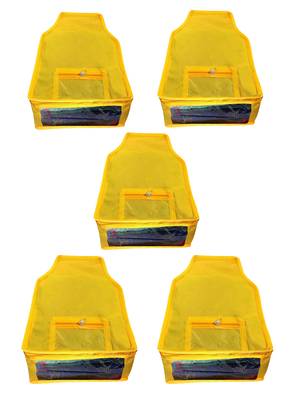 Atorakushon   Non woven Fabric Saree Cover Blouse Cover Garments Storage Bag Wardrobe Organiser Pack of 5 (yellow) 1