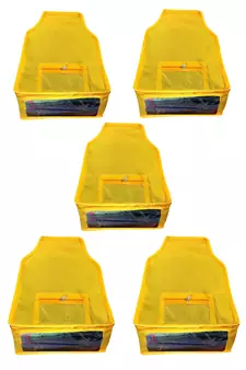 Atorakushon   Non woven Fabric Saree Cover Blouse Cover Garments Storage Bag Wardrobe Organiser Pack of 5 (yellow)