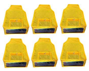 Atorakushon   Non woven Fabric Saree Cover Blouse Cover Garments Storage Bag Wardrobe Organiser Pack of 6 (yellow) 1
