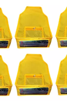 Atorakushon   Non woven Fabric Saree Cover Blouse Cover Garments Storage Bag Wardrobe Organiser Pack of 6 (yellow)