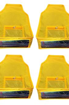 Atorakushon   Non woven Fabric Saree Cover Blouse Cover Garments Storage Bag Wardrobe Organiser Pack of 8 (yellow)