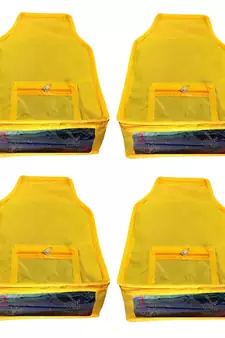 Atorakushon   Non woven Fabric Saree Cover Blouse Cover Garments Storage Bag Wardrobe Organiser Pack of 8 (yellow)