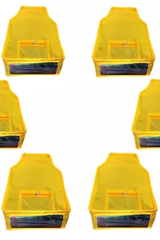 Atorakushon   Non woven Fabric Saree Cover Blouse Cover Garments Storage Bag Wardrobe Organiser Pack of 10 (yellow)
