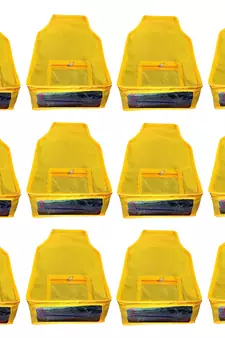 Atorakushon   Non woven Fabric Saree Cover Blouse Cover Garments Storage Bag Wardrobe Organiser Pack of 12 (yellow)
