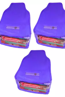 Atorakushon   Non woven Fabric Saree Cover Blouse Cover Garments Storage Bag Wardrobe Organiser Pack of 3 (Blue)