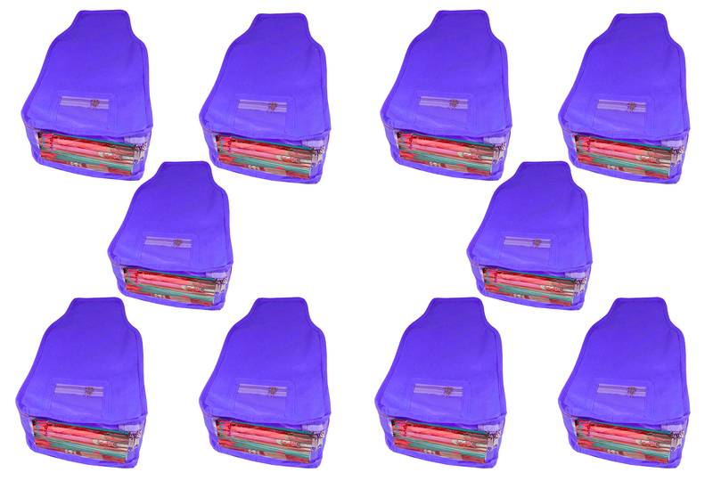Atorakushon   Non woven Fabric Saree Cover Blouse Cover Garments Storage Bag Wardrobe Organiser Pack of 10 (Blue)