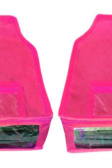 Atorakushon   Non woven Fabric Saree Cover Blouse Cover Garments Storage Bag Wardrobe Organiser Pack of 2 (Pink)
