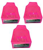 Atorakushon   Non woven  Fabric Saree Cover Blouse Cover Garments Storage Bag Wardrobe Organiser Pack of3 (Pink)