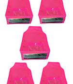 Atorakushon   Non woven Fabric Saree Cover Blouse Cover Garments Storage Bag Wardrobe Organiser Pack of 5 (Pink)