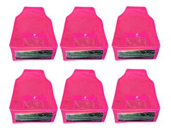 Atorakushon   Non woven Fabric Saree Cover Blouse Cover Garments Storage Bag Wardrobe Organiser Pack of 6 (Pink) 1