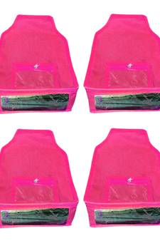 Atorakushon   Non woven Fabric Saree Cover Blouse Cover Garments Storage Bag Wardrobe Organiser Pack of 8 (Pink)