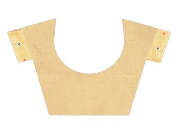 Beige woven art silk saree with blouse 5
