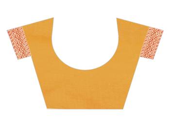 Orange woven art silk saree with blouse 5