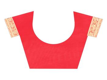 Red woven art silk saree with blouse 5