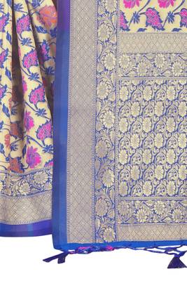 Violet woven art silk saree with blouse 4