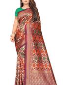 Wine woven art silk saree with blouse