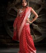 Red Pure Chiffon Banarasi Silk Saree