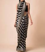 Black Pure Chiffon Banarasi Silk Saree