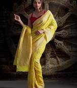 Lemon Yellow Pure Chiffon Banarasi Silk Saree