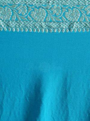 Sky Blue Pure Chiffon Banarasi Silk Saree 5