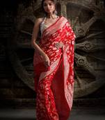Red Pure Chiffon Banarasi Silk Saree