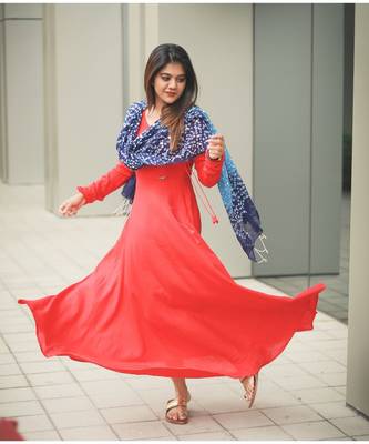 Red Rayon Fit and Flare Dress 1