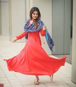 Red Rayon Fit and Flare Dress