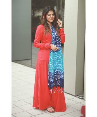Red Rayon Fit and Flare Dress 2