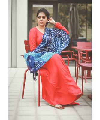 Red Rayon Fit and Flare Dress 4