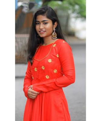 Crimson Red Semi silk Fit and flare  Dress 4
