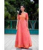 Peach Cotton Fit and Flare Dress