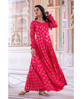 Pink Rayon Fit and Flare Dress 1