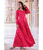 Pink Rayon Fit and Flare Dress