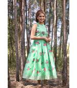 Floral Printed L inen Cotton   Fit and Flare Midi Dress. (Sleeve Fabric Attached Inside)