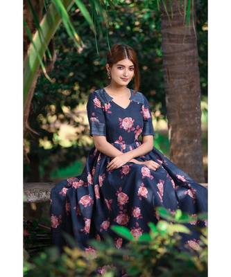 Floral Printed  Linen Cotton   Fit and Flare Dress 2