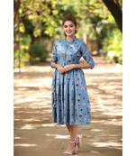 Printed Muslin   Midi Dress with Zipper