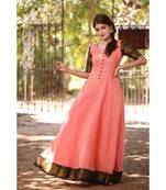 Peach Cotton Fit and Flare Dress