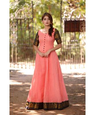Peach Cotton Fit and Flare Dress 2