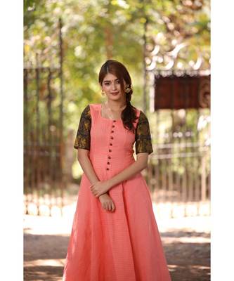 Peach Cotton Fit and Flare Dress 3